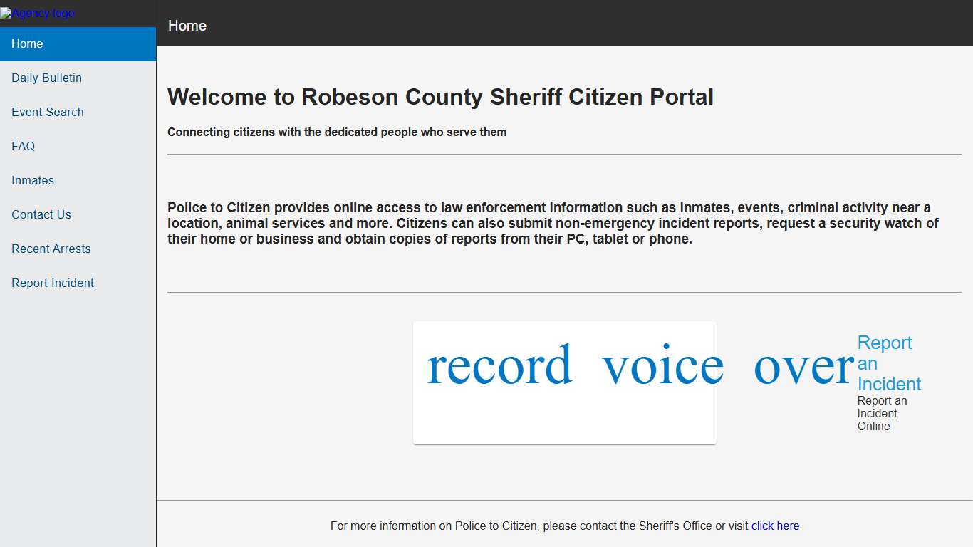 Robeson County Sheriff's Office, NC | Police to Citizen - Home